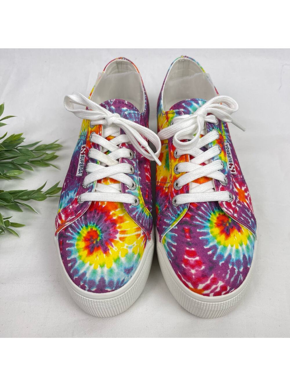 Superga Canvas Platform Sneakers Rainbow Tie Dye Womens 8.5 - 9 Like New